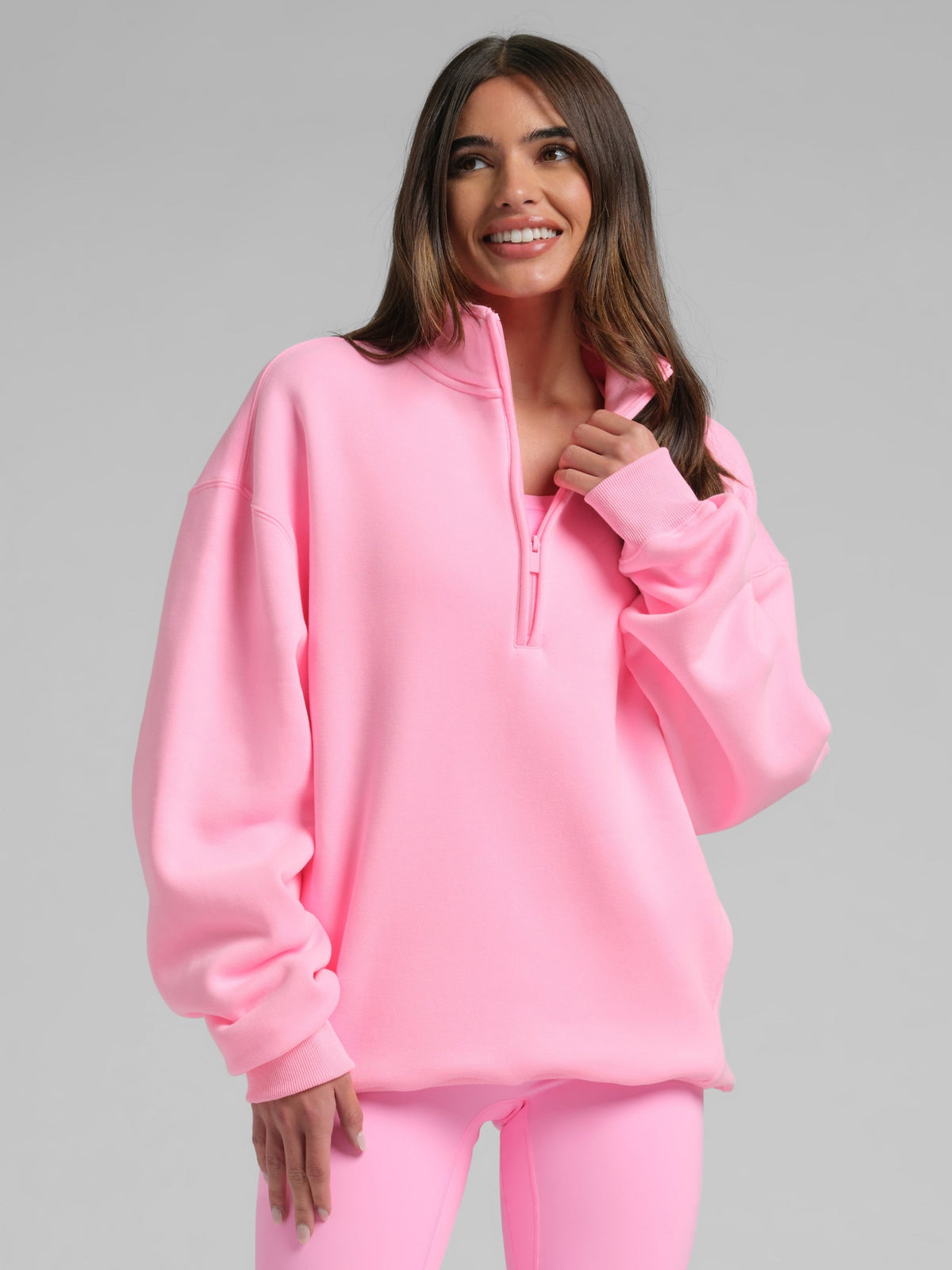Neon Basic Quarter Zip Mock Neck