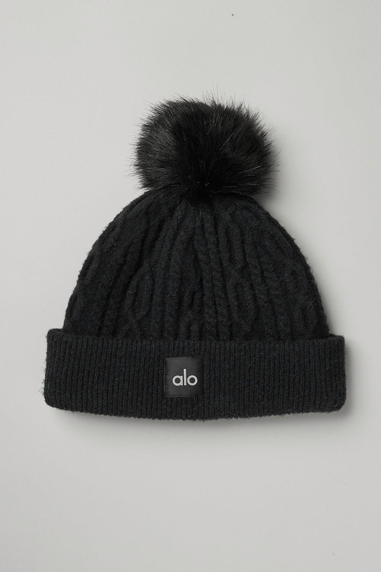 Gorro de punto trenzado - Negro Precio habitual