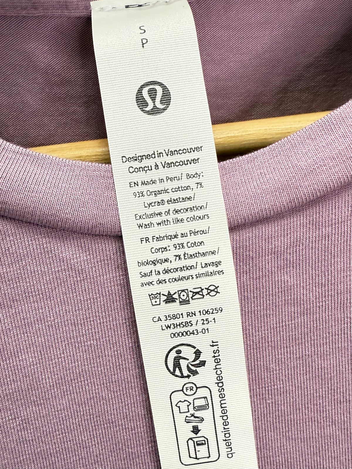 Lululemon Organic Cotton Crewneck Tee (S)