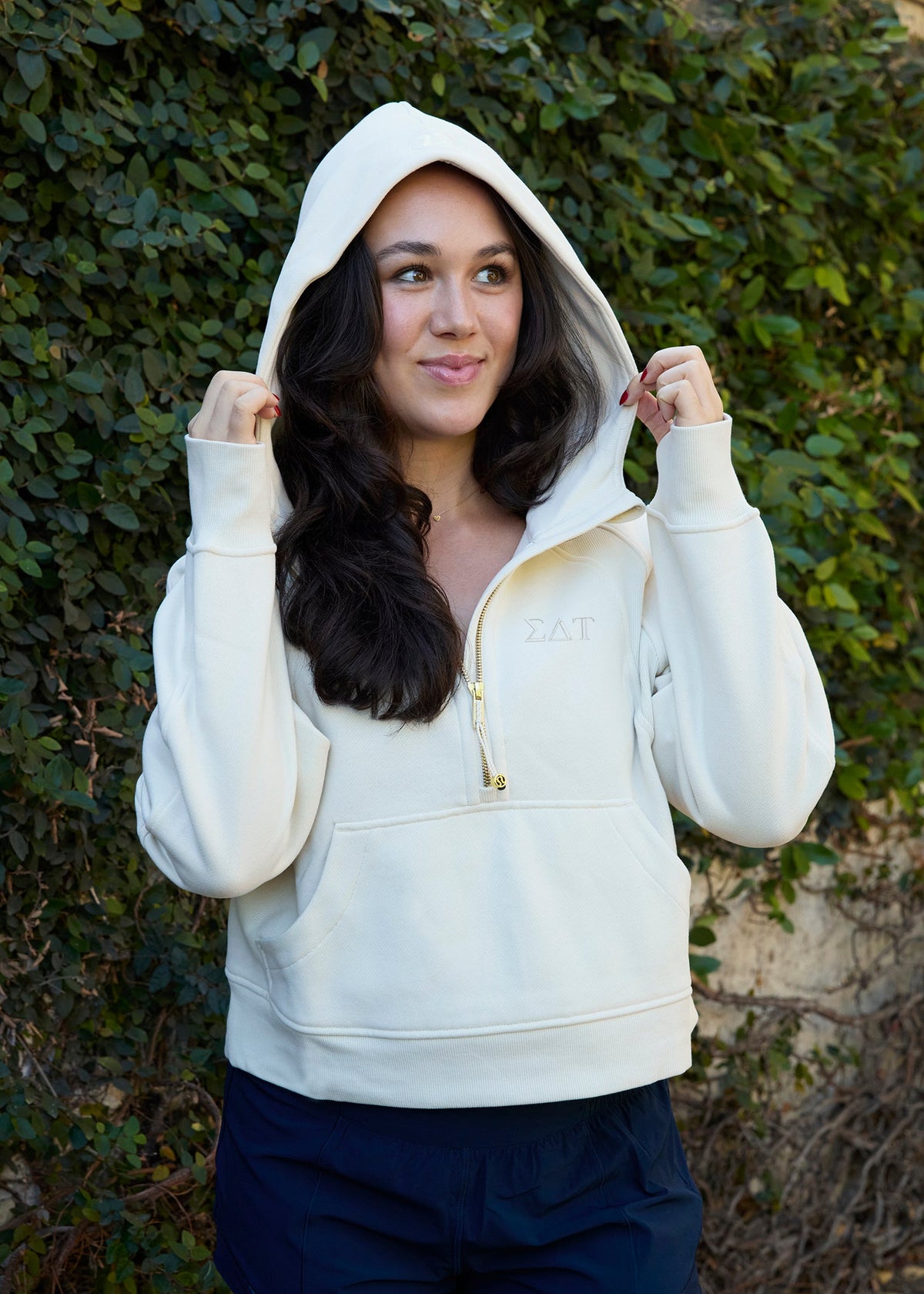 LIMITED EDITION Sigma Delta Tau lululemon Scuba Oversized Half-Zip Hoodie - Ivory & Gold