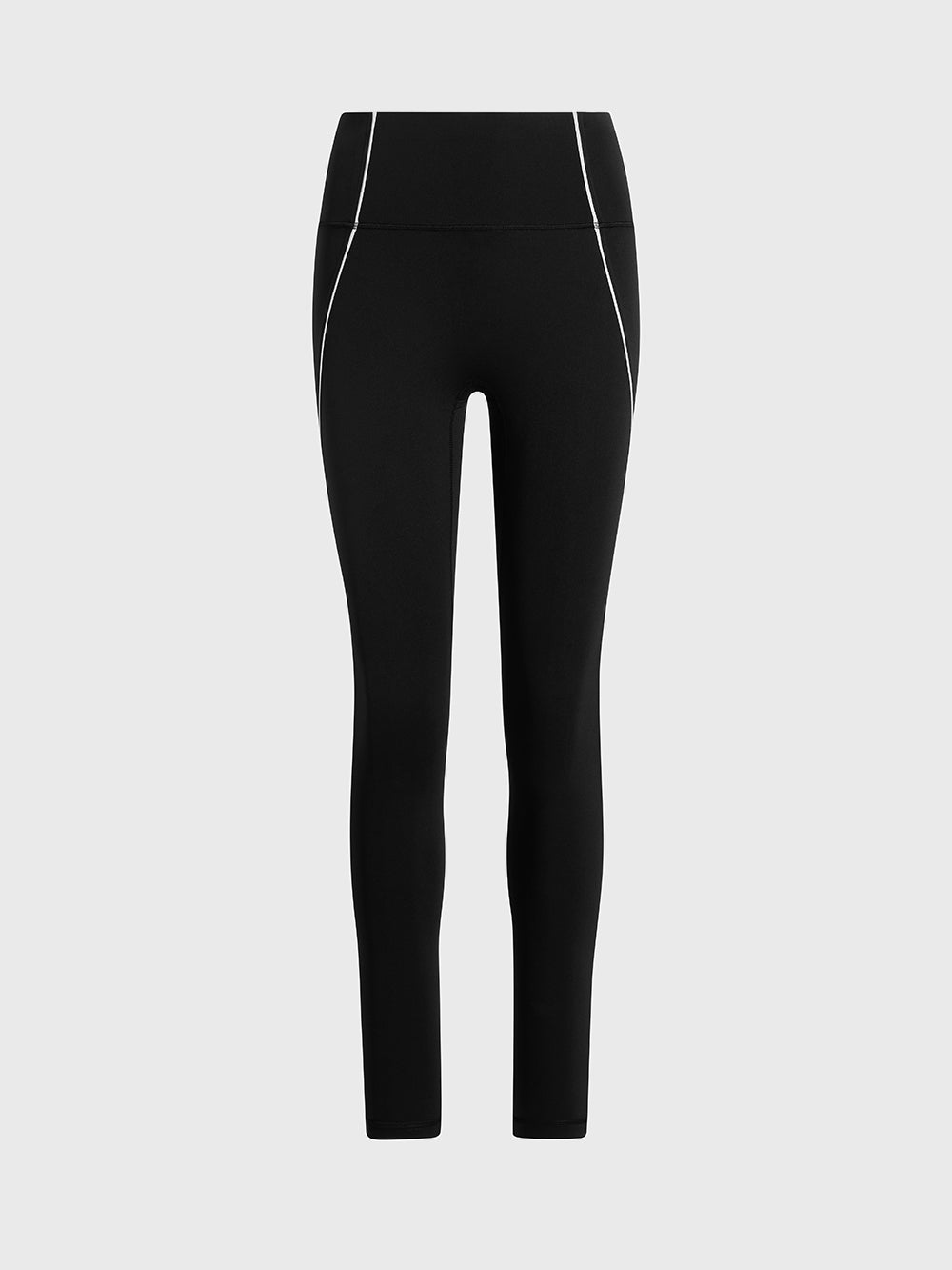 LULULEMON BLACK/LIGHT IVORY WUNDER TRAIN NO-LINE PIPED HR TIGHT 25"