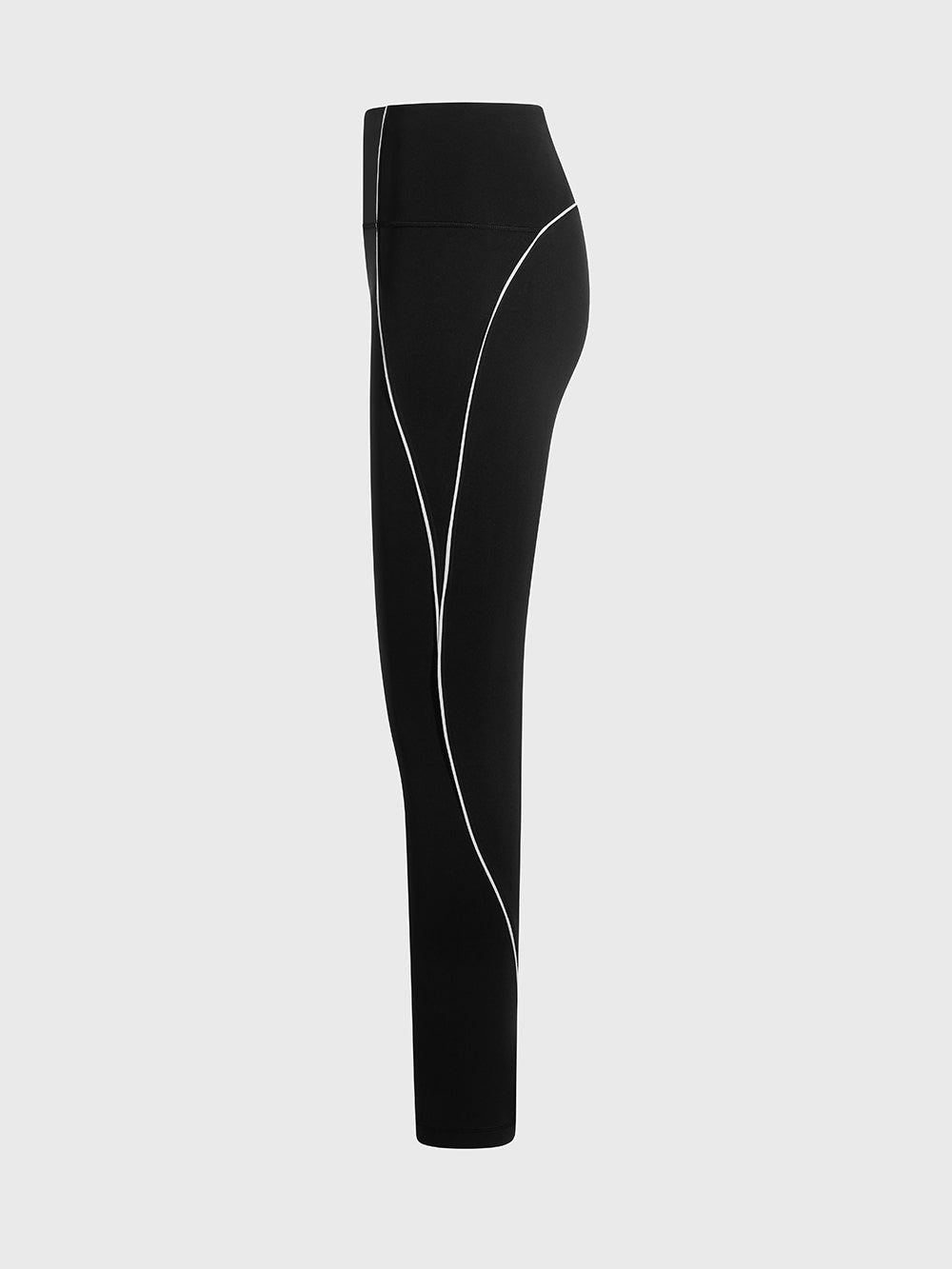 LULULEMON BLACK/LIGHT IVORY WUNDER TRAIN NO-LINE PIPED HR TIGHT 25"