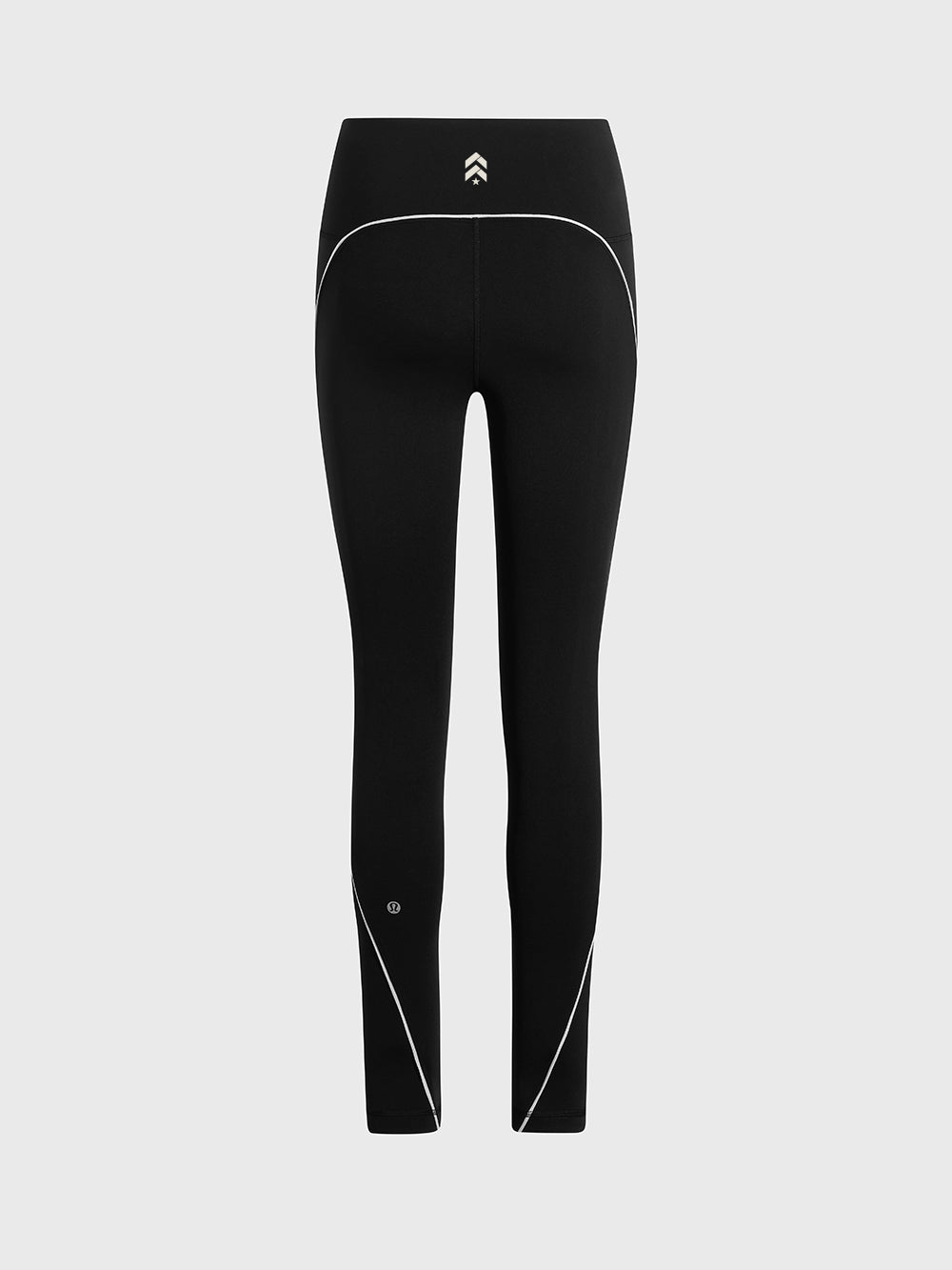 LULULEMON BLACK/LIGHT IVORY WUNDER TRAIN NO-LINE PIPED HR TIGHT 25"