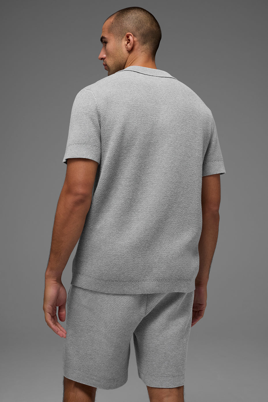 Sports Club Sweater Knit Polo - Athletic Heather Grey