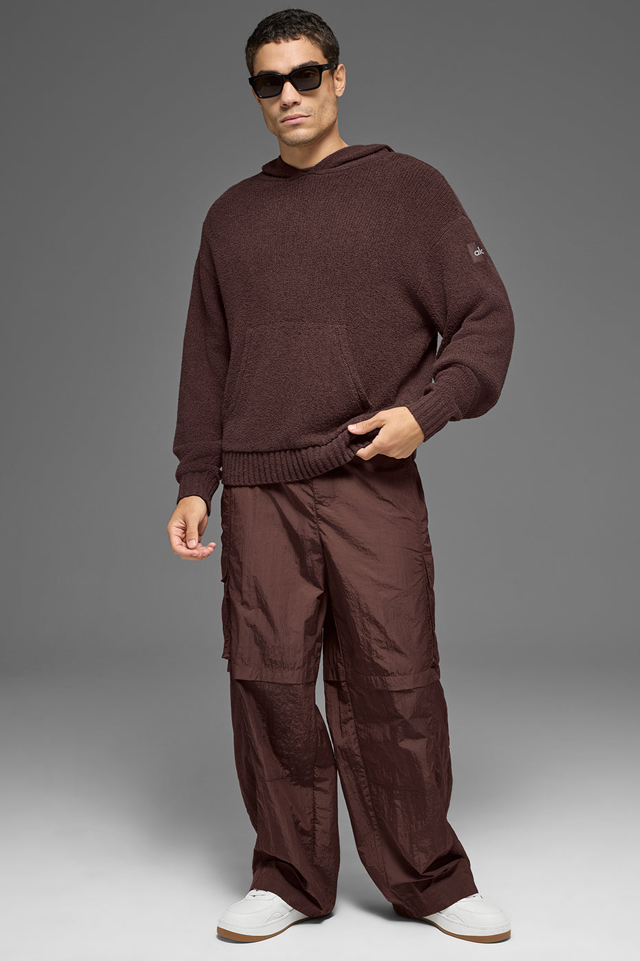 Textured Knit Hoodie - Brownstone