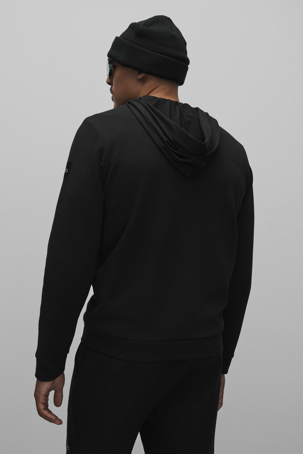 Waffle Lounge Long Sleeve Crew - Black