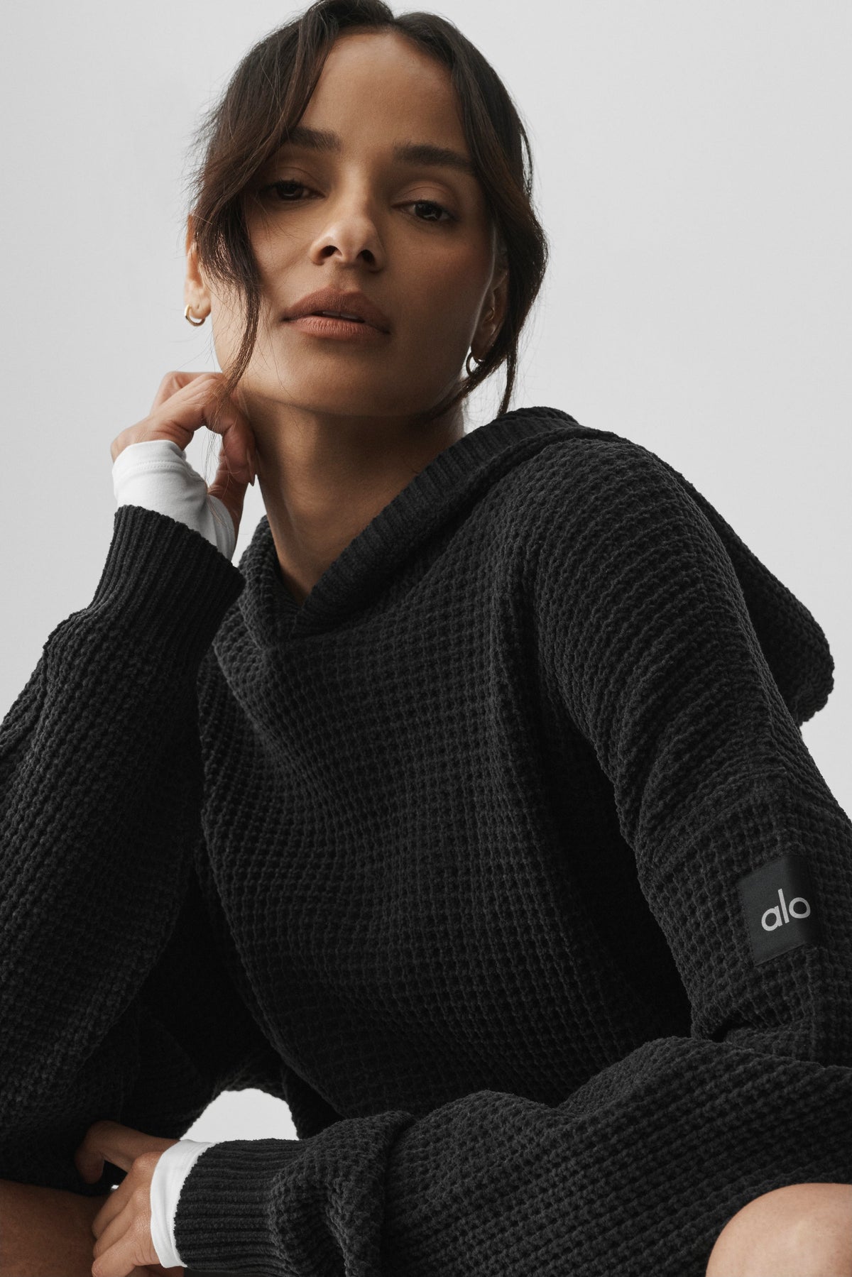 Waffle Chenille Edition Hoodie - Black