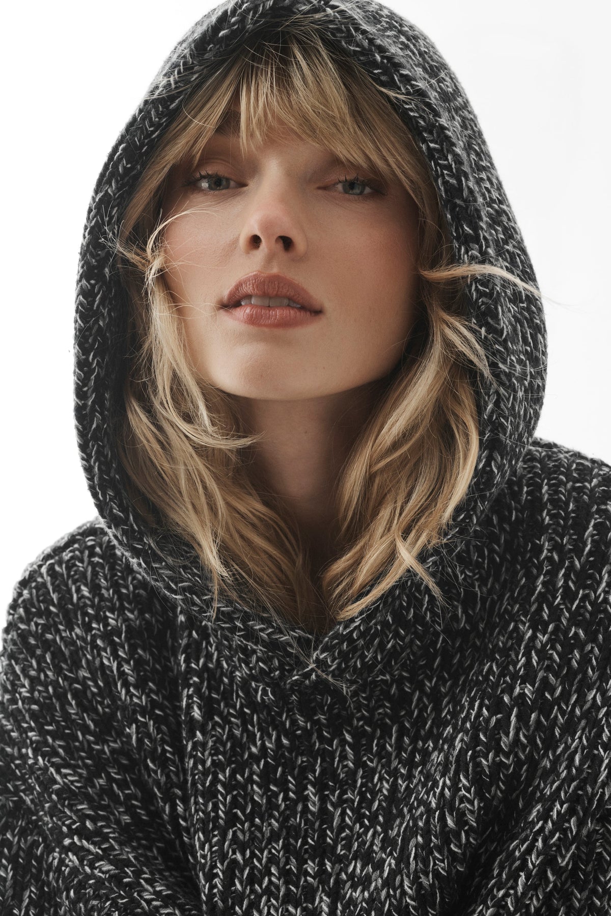 Chunky Knit Rewind Hoodie - Black Multi