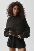 Chunky Knit Rewind Hoodie - Espresso Multi