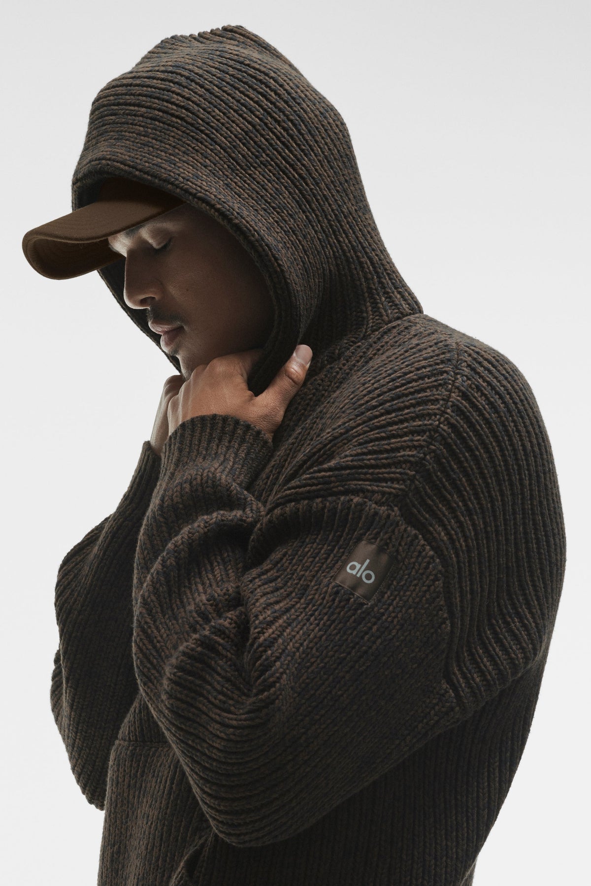 Chunky Knit Rewind Hoodie - Espresso Multi