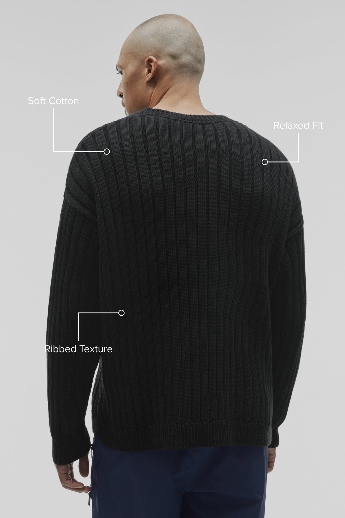 Cotton Rib Parallel Sweater - Black