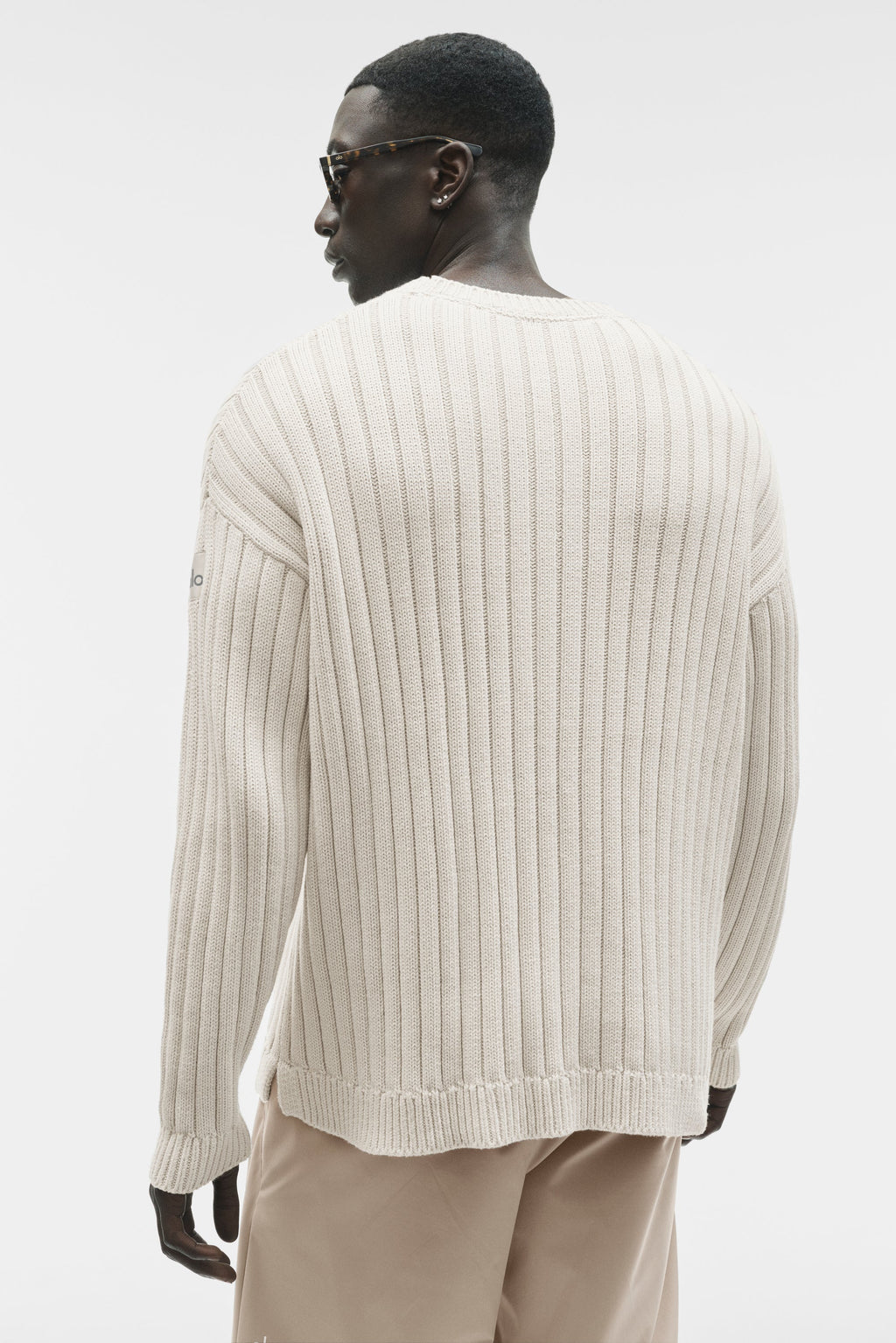Cotton Rib Parallel Sweater - Bone