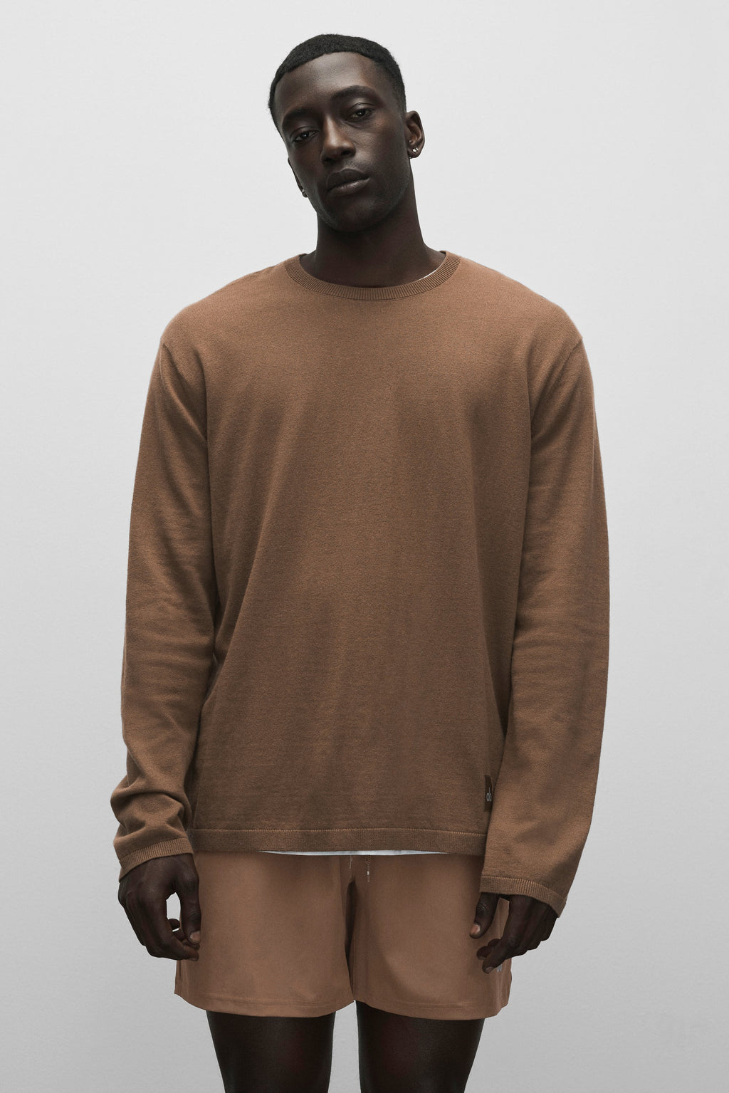 Cashmere Blend Ever Soft Long Sleeve Crew - Java Brown