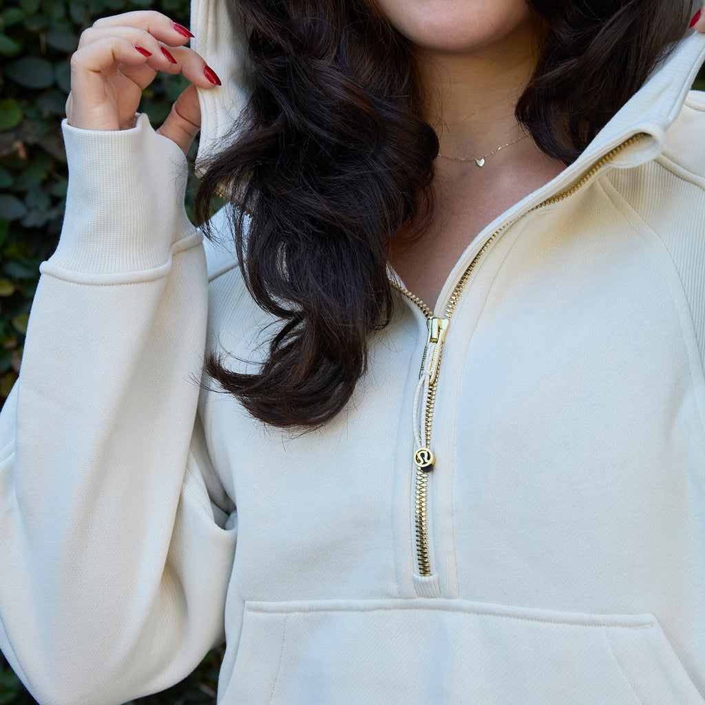 LIMITED EDITION Sigma Delta Tau lululemon Scuba Oversized Half-Zip Hoodie - Ivory & Gold