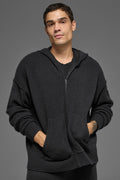 Wool Cashmere New Class Full Zip Hoodie - Black