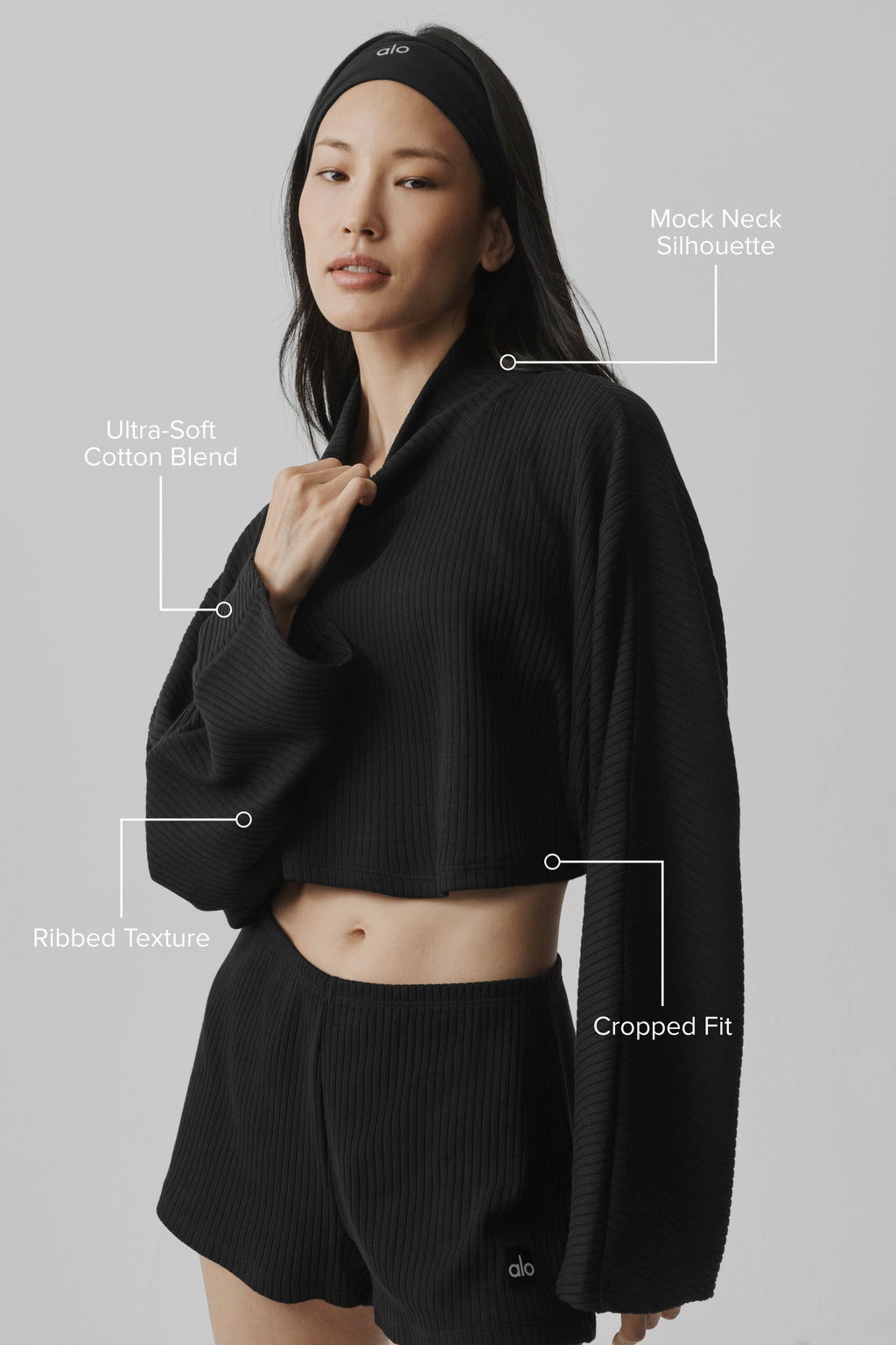 Ribbed Cropped Reset Long Sleeve - Black