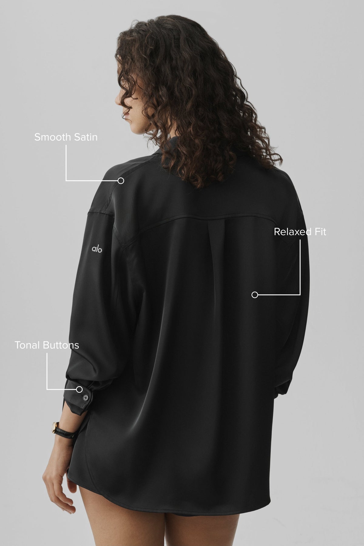 Satin Smooth Talker Button Up - Black