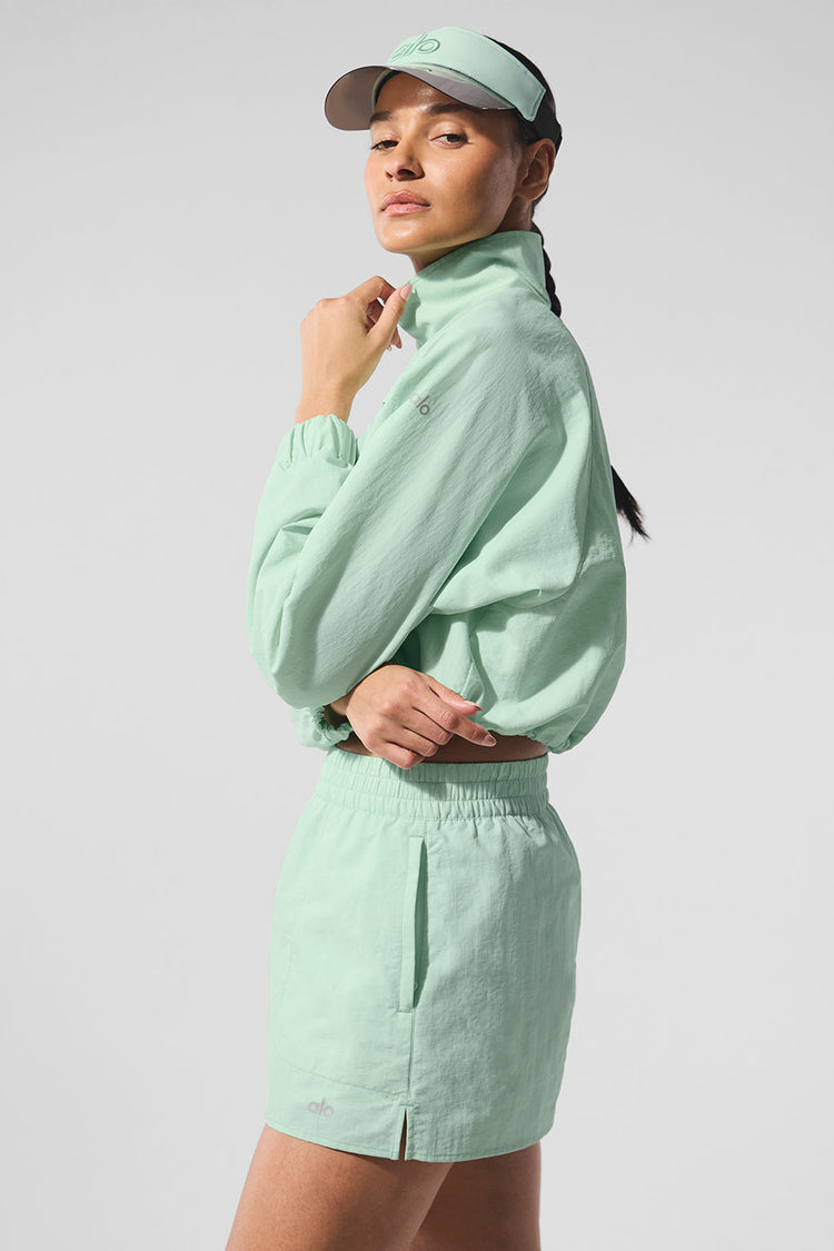 Suéter corto Alumni con cremallera de 1/4 - Verde menta