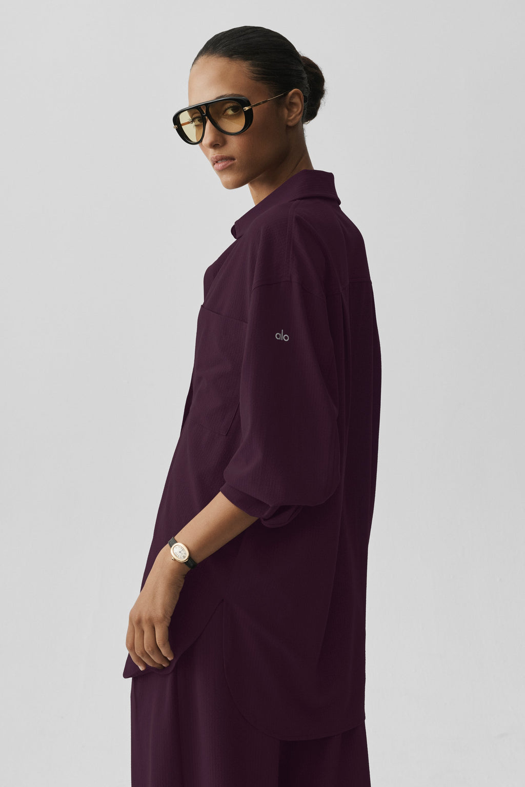 Dreamscape Button Down Long Sleeve - Rich Bordeaux