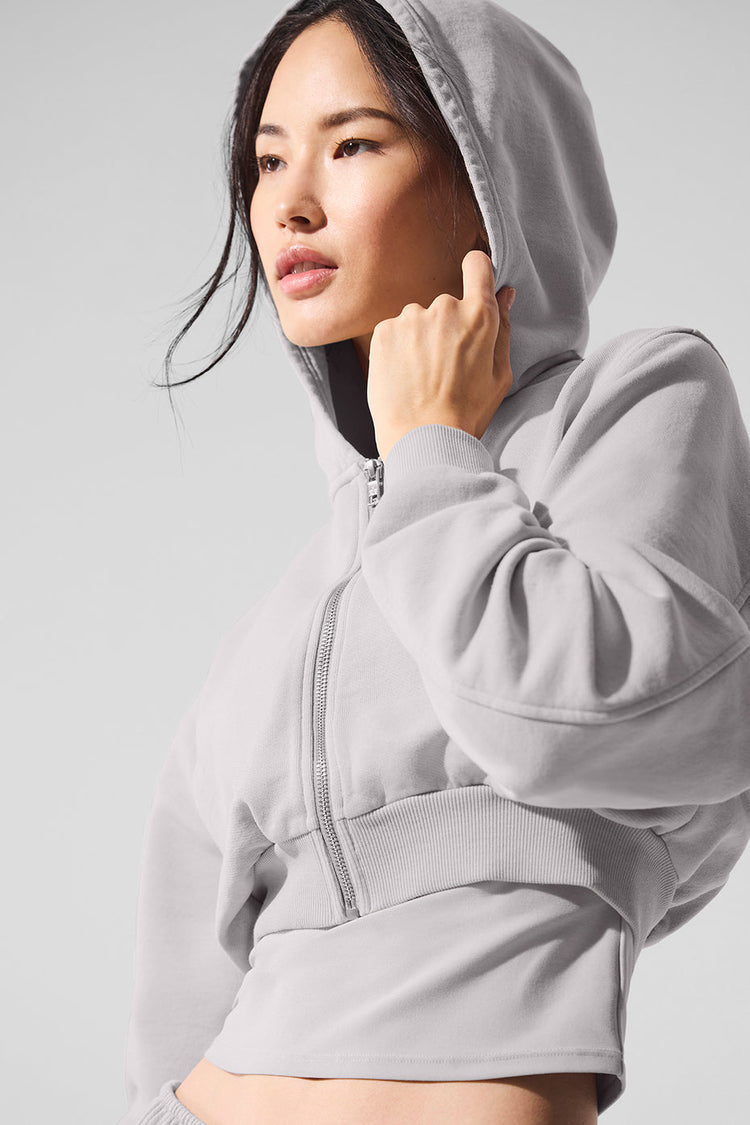 Sudadera con capucha y cremallera Sweet Escape lavada - Lavado gris cielo
