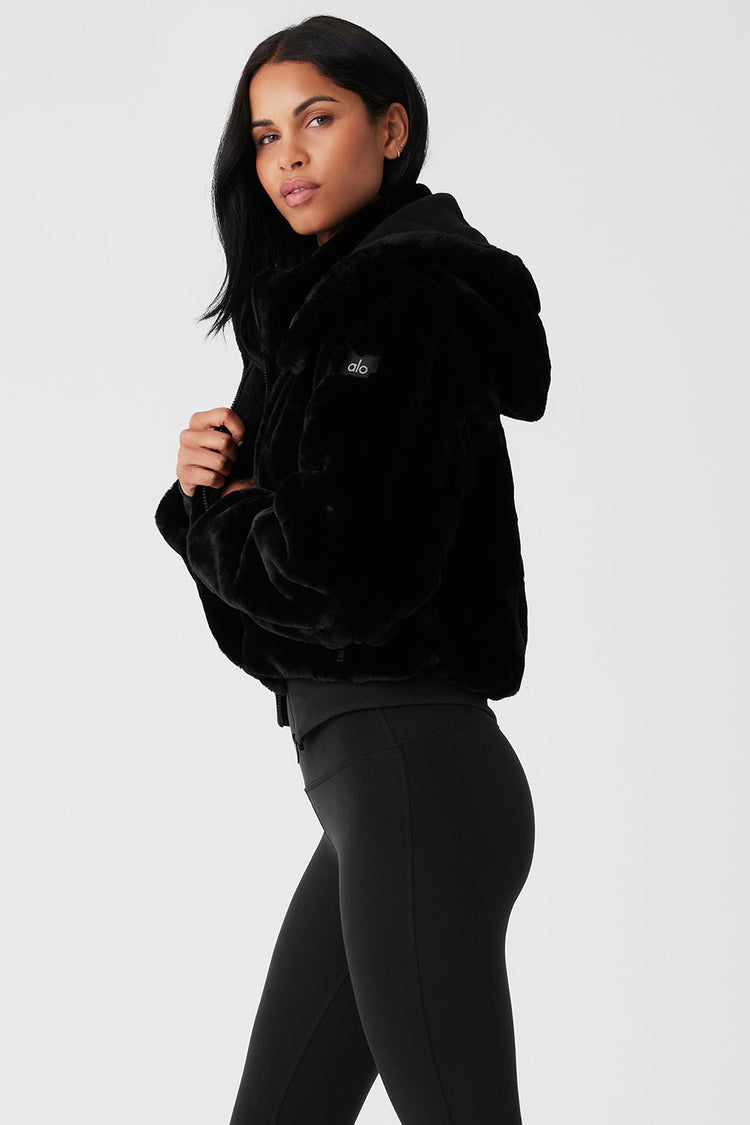 Chaqueta de piel sintética Foxy - Negra