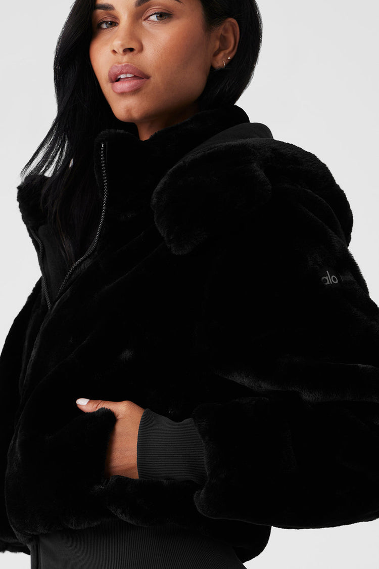 Chaqueta de piel sintética Foxy - Negra