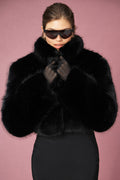 Chaqueta corta de piel sintética opulenta - Negra