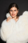 Chaqueta corta de piel sintética opulenta - Marfil