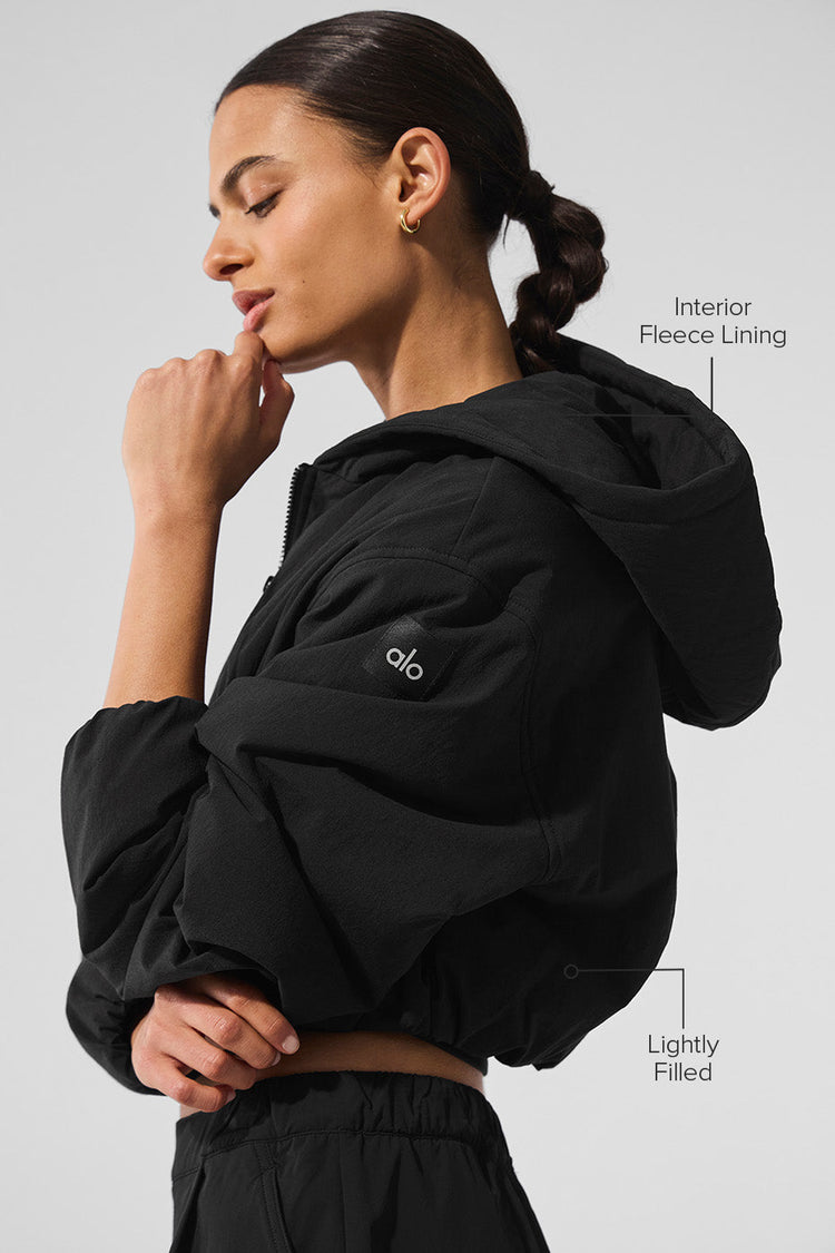 Sudadera corta con capucha y cremallera completa Mountain Peak - Marfil