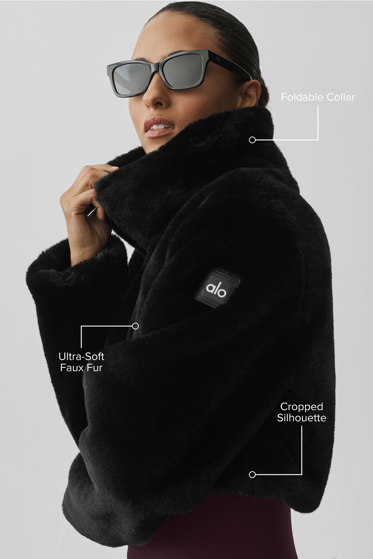 Faux Fur Cropped Amore Jacket - Black
