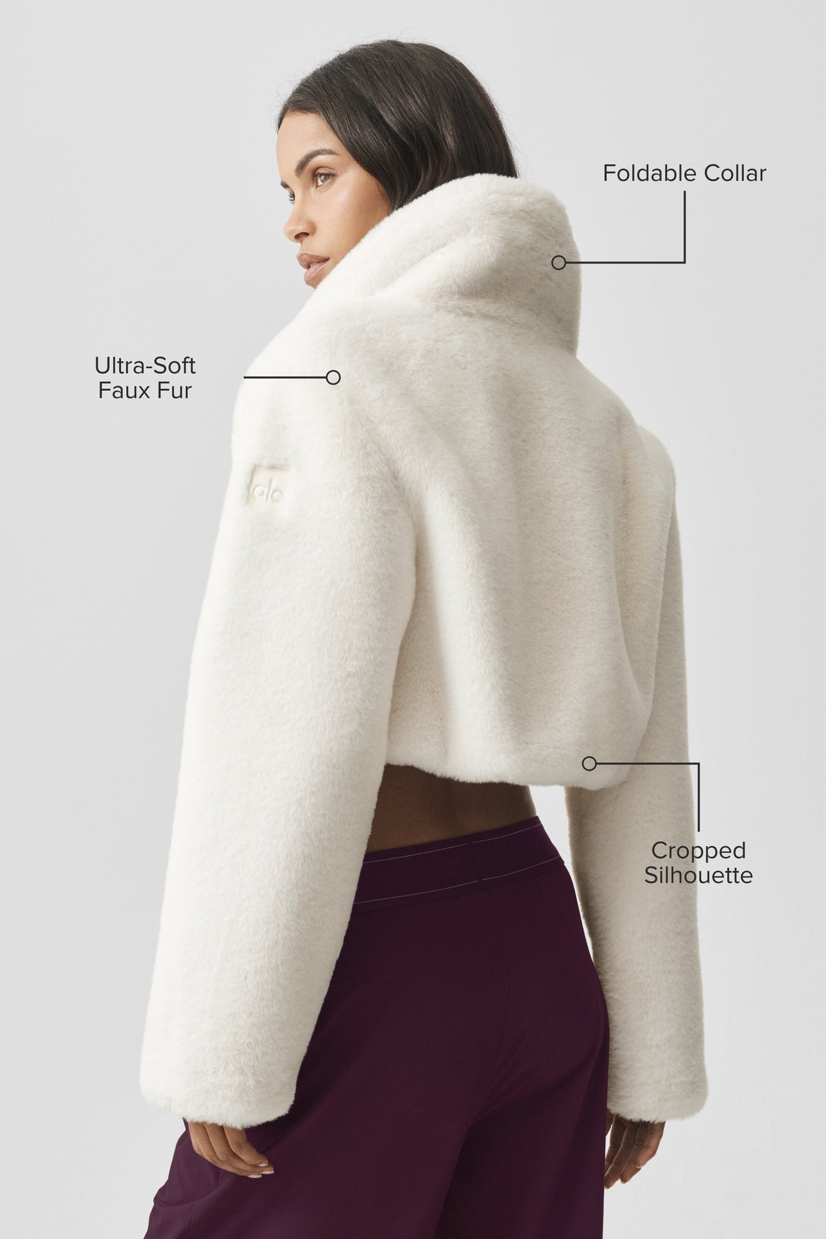 Faux Fur Cropped Amore Jacket - Ivory