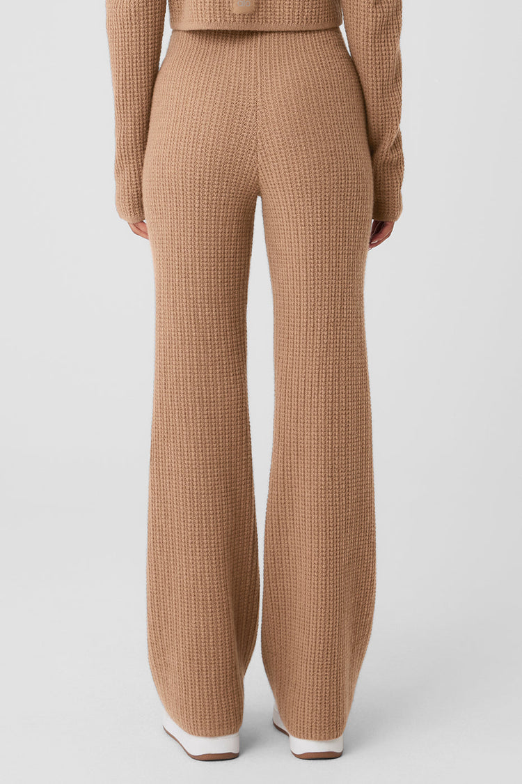 Pantalón de cachemira de cintura alta con diseño de gofres - Gris jaspeado deportivo