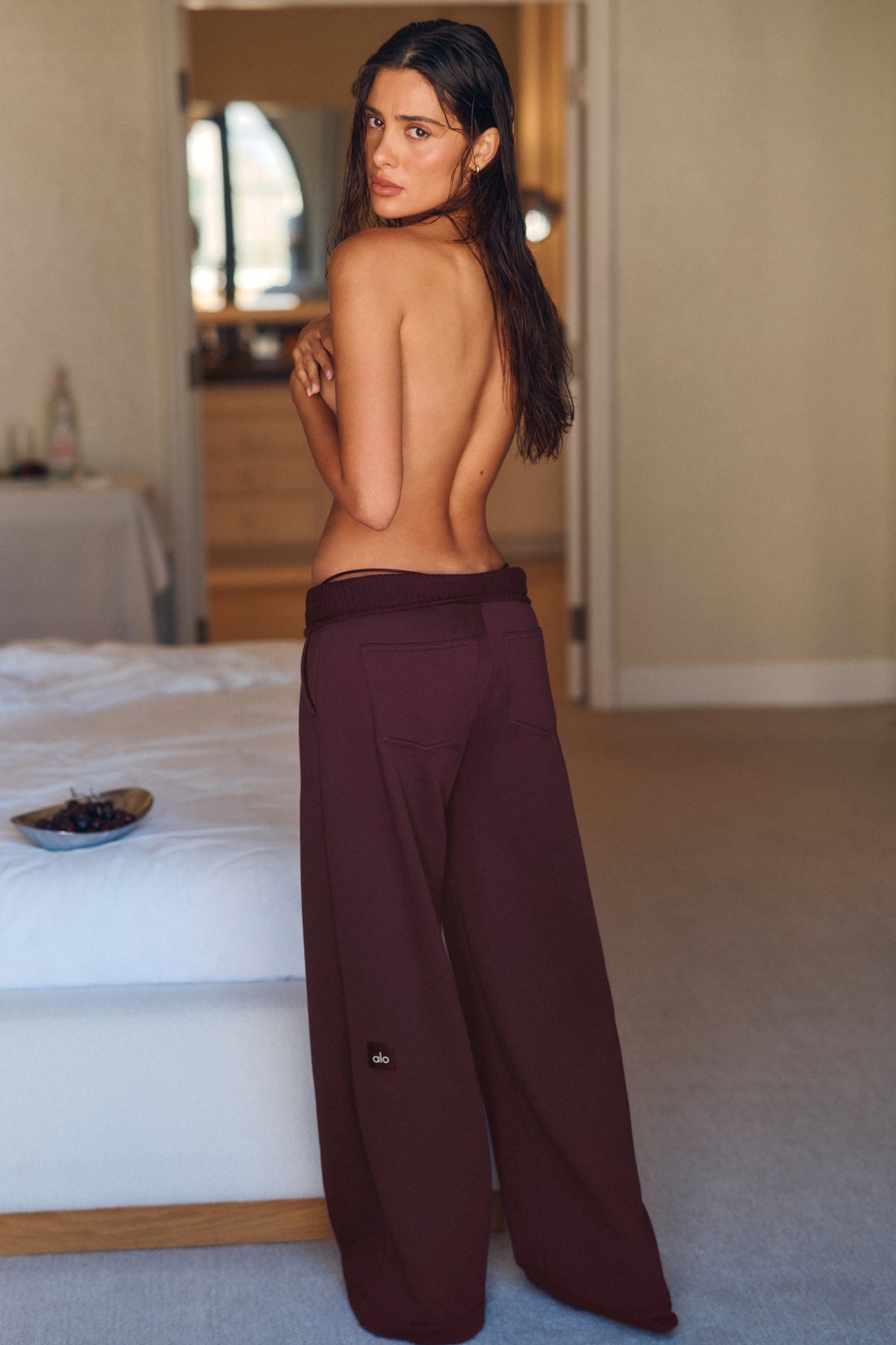Serenity Wide Leg Sweatpant - Rich Bordeaux