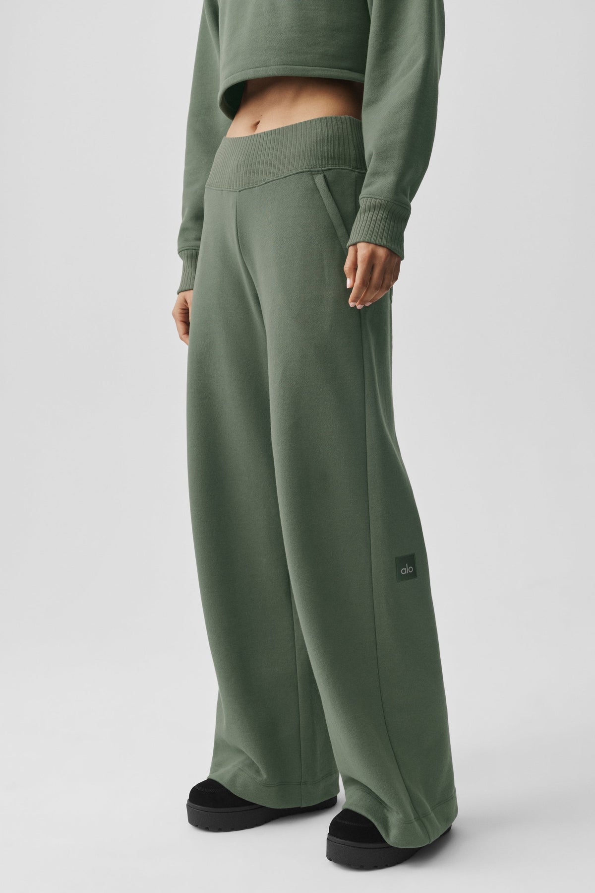 Serenity Wide Leg Sweatpant - Bamboo Green
