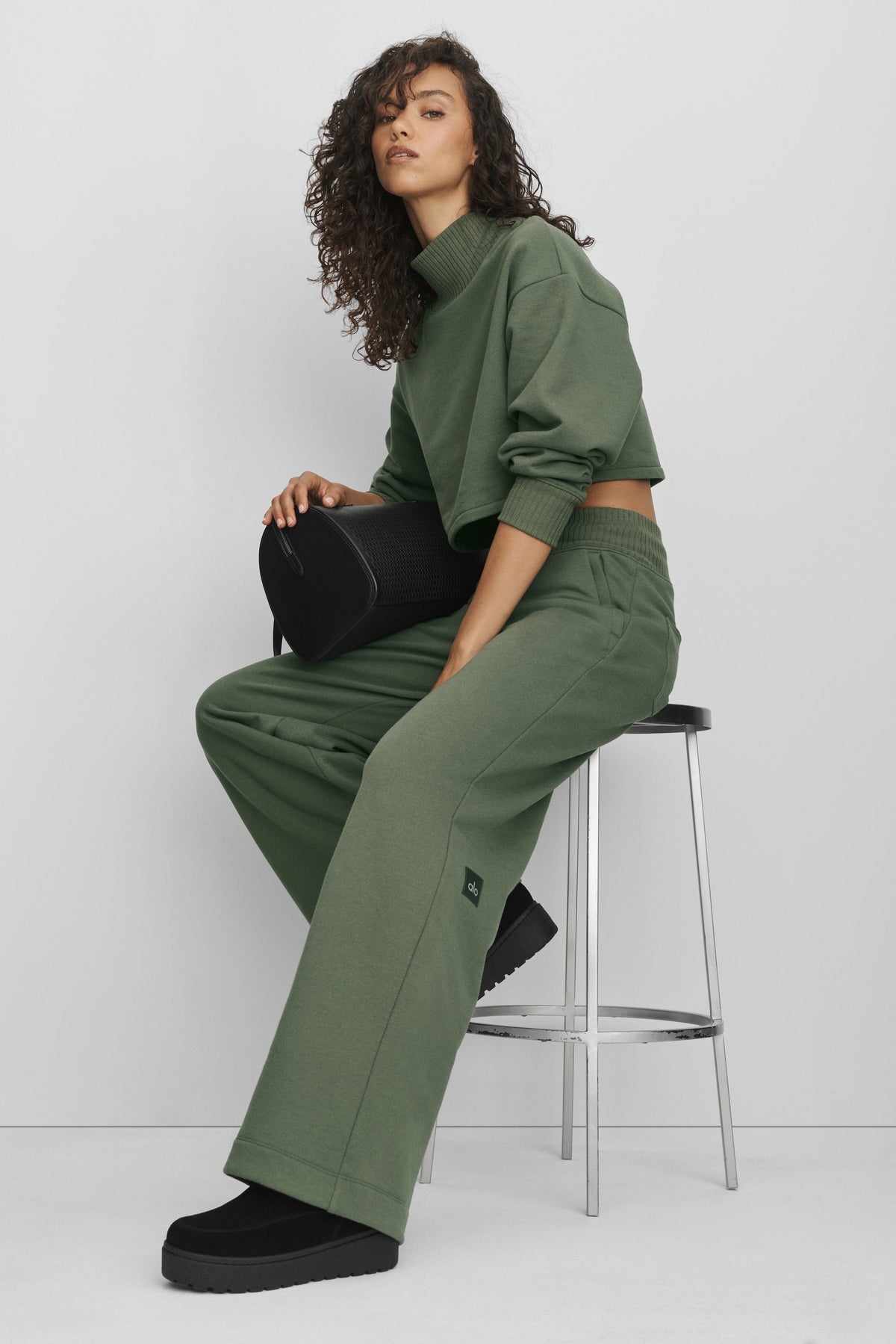 Serenity Wide Leg Sweatpant - Bamboo Green