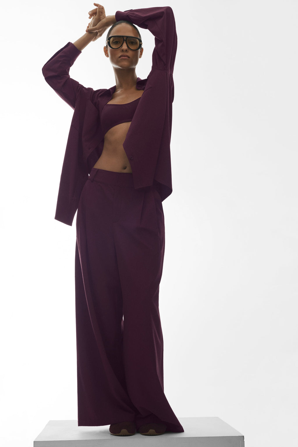 High-Waist Dreamscape Trouser (Regular) - Rich Bordeaux