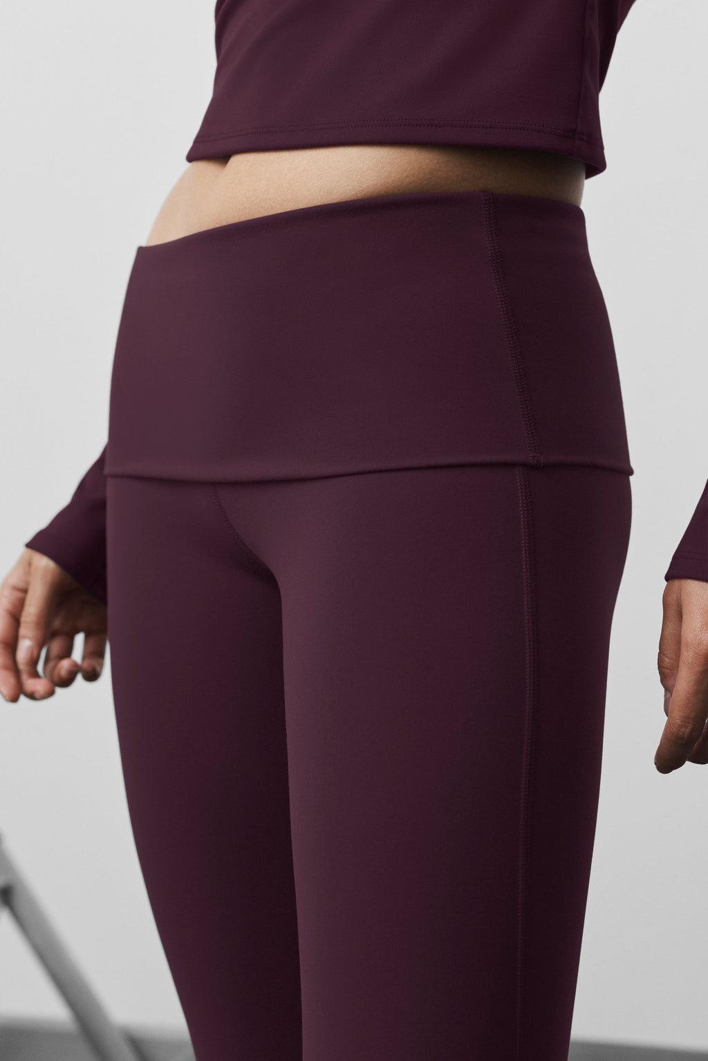 ALO Softsculpt Foldover Flare Legging (Regular) - Rich Bordeaux