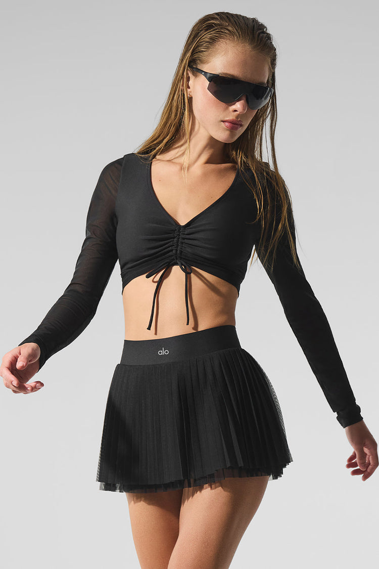 Falda de tenis de malla Baseline - Negra