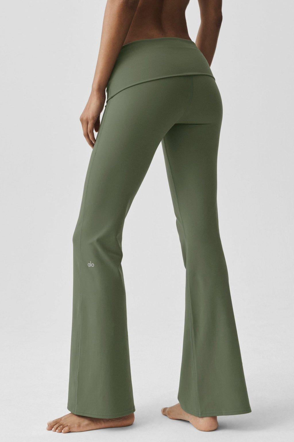 ALO Softsculpt Foldover Flare Legging (Regular) - Bamboo Green