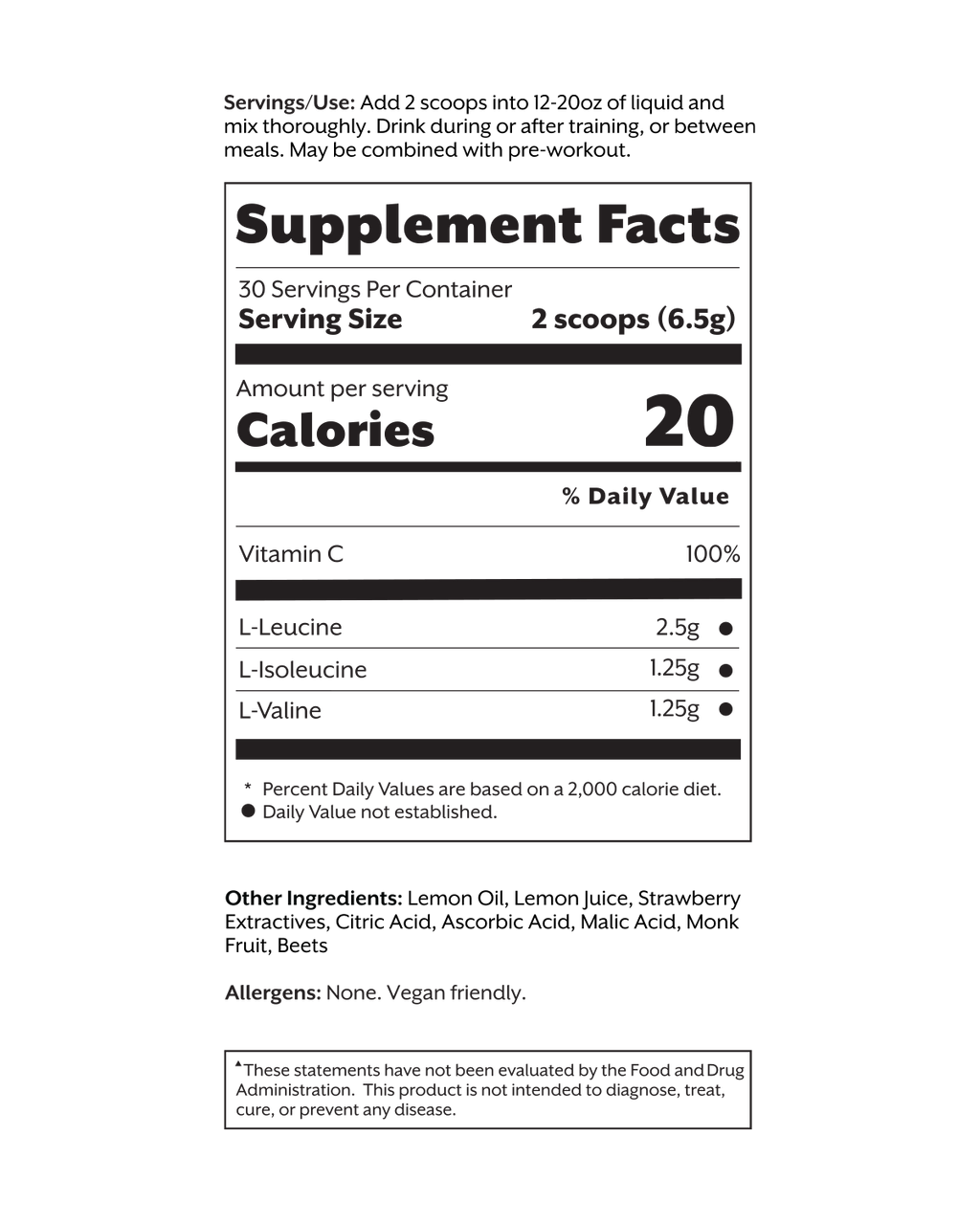 Strawberry Lemon BCAA Powder